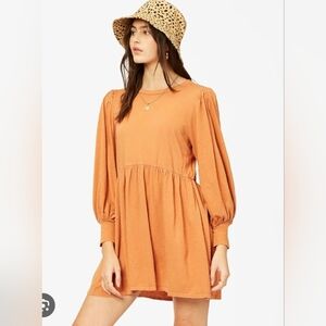 Billabong Day To Dream Babydoll Long Sleeve Dress